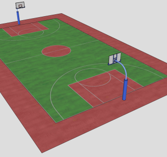 现代篮球场 场地 su草图模型下载