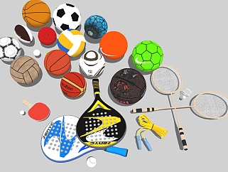 <em>篮球</em> 足球 乒乓球 羽毛球 橄榄球 su草图模型下载