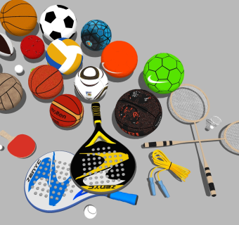 篮球 足球 乒乓球 羽毛球 橄榄球 su草图模型下载