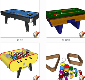 斯诺克回球式桌球 台球 su草图模型下载