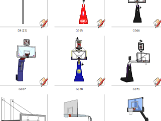 篮球框组合体育运动健身器材su草图模型下载