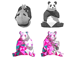 雕塑建筑 熊猫su草图模型下载