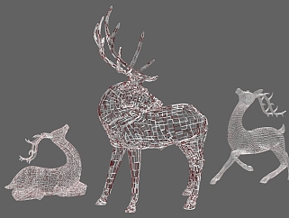 铁艺鹿模型雕塑艺术品摆件su草图模型下载