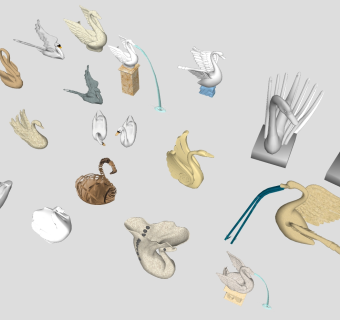 公园雕塑摆件 天鹅 鸭子组合su草图模型下载