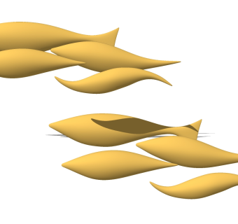 鱼群组合模型 雕塑小品 su草图模型下载