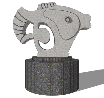 鱼模型 雕塑小品 su草图模型下载