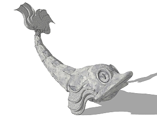 鱼模型 雕塑小品 su草图模型下载