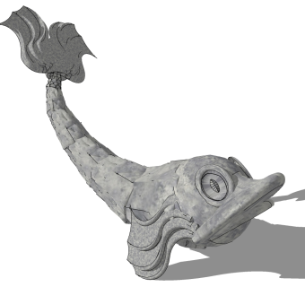 鱼模型 雕塑小品 su草图模型下载