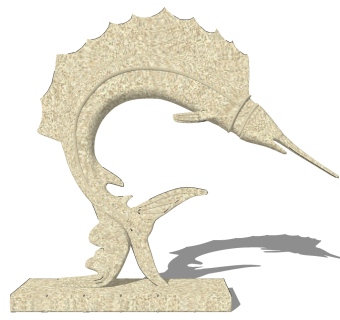 鱼模型 雕塑小品 su草图模型下载