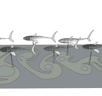 鱼骨 组合模型 雕塑小品 su草图模型下载