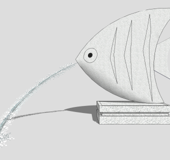 鱼喷泉模型 雕塑小品 su草图模型下载