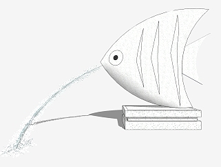 鱼喷泉模型 雕塑小品 su草图模型下载