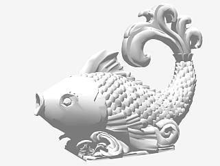 <em>鱼</em>模型 鲤鱼 雕塑小品 su草图模型下载