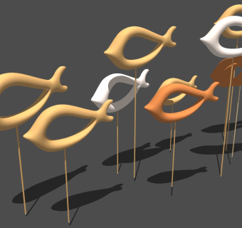 鱼群组合模型 雕塑小品su草图模型下载