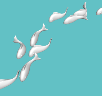 鱼群组合模型 雕塑小品su草图模型下载