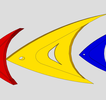 鱼群组合模型 雕塑小品 su草图模型下载