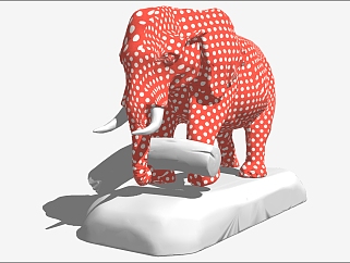动物大象雕塑摆件su草图模型下载