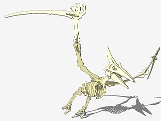 恐龙化石雕塑 恐龙<em>骨架</em> 翼龙su草图模型下载