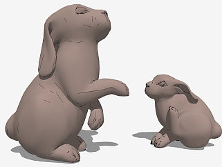 兔子<em>雕塑动物</em>模型su草图模型下载