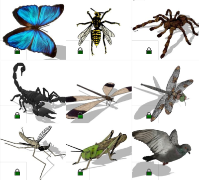 动物组合蝴蝶  su草图模型下载
