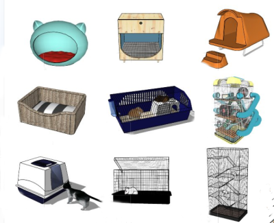 猫爬架 原木 金属铁艺猫窝 猫笼子动物模型su草图模型下载