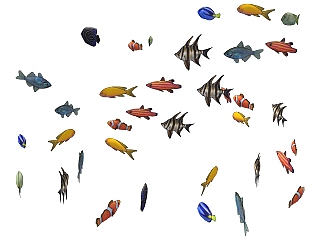 热带<em>鱼</em> 小丑鱼 组合动物模型su草图模型下载