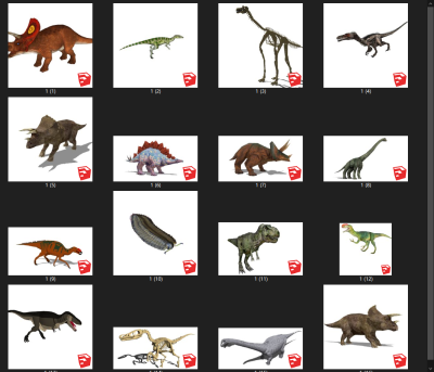 动物组合 恐龙 霸王龙 su草图模型下载