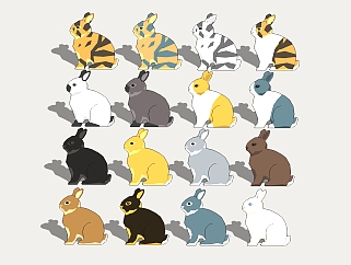 <em>兔子</em>组合 小动物su草图模型下载