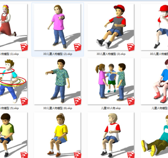 小孩女孩学生 运动  su草图模型下载