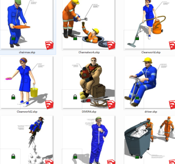 施工工人 su草图模型下载