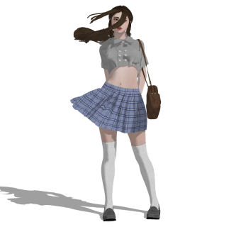穿裙子少女模型人物模型 su草图模型下载