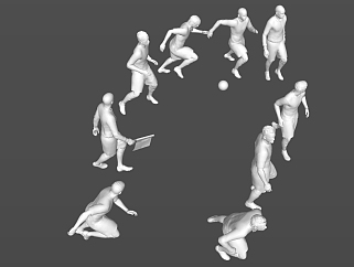 踢足球人物模型  su草图模型下载
