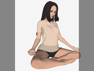 瑜伽女性人物 模型su草图模型下载