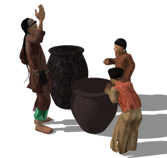 人物 水缸模型组合 su草图模型下载