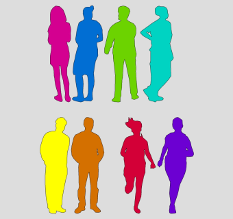 人物彩色剪影人物模型su草图模型下载