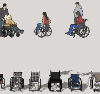 轮椅及残疾人士 su草图模型下载