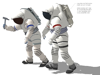 太空人宇航员人物组合 su草图模型下载