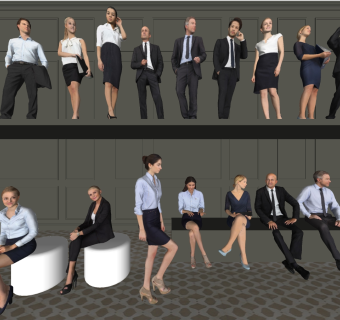 办公人物模型  su草图模型下载