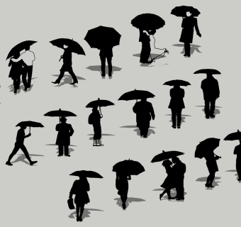 现代2d打伞人物  su草图模型下载