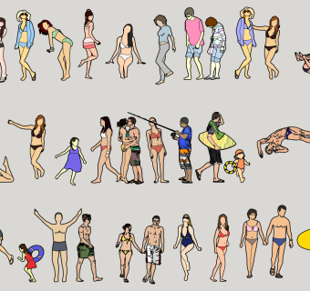 现代人物 情侣人物  su草图模型下载