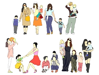 <em>亲子</em>家庭人物成员模型su草图模型下载