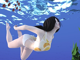 <em>水中</em>游泳的美女模型 su草图模型下载