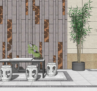 庭院桌椅8.0su草图模型下载