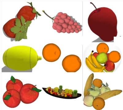 水果食物 苹果 梨 草莓 su草图模型下载
