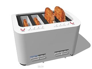 336现代厨房电器用具面包机 食物 面包su草图模型下载