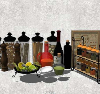 厨房用品 用具 密封罐子 食物 su草图模型下载