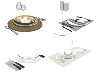 <em>厨房用具</em> 餐具 餐盘 su草图模型下载