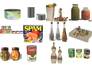 超市饮品酒水 水果 蔬菜 罐头  su草图模型下载
