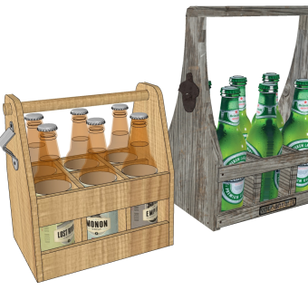 木制酒架子 啤酒饮料饮品 酒瓶子su草图模型下载