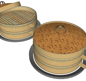 木制整体 蒸笼 su草图模型下载
